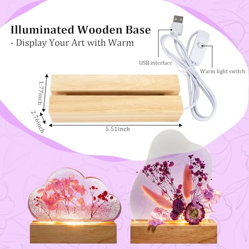 K KERNOWO Epoxy Resin Kit for Beginners, Resin Kit with Light and Molds Complete Set DIY Crafts for Adults Women, Epoxy Set with Cloud and Heart Shaped Mold, Dried Flowers and Resins Supplies-20OZ