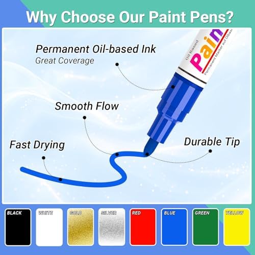 ANYUKE Oil Based Paint Markers, 8 Colors Dual Tip Paint Pens Paint Markers(0.7mm & 3mm), Waterproof Paint Pen for Rock Painting, Metal Wood Glass Stone Canvas Mugs Fabric Plastic