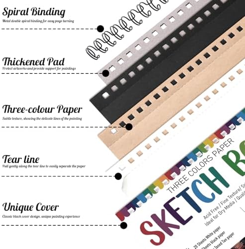 120gsm Sketch Book for Kids, 50 Sheets Spiral Sketch Pad with 24 Pencils
