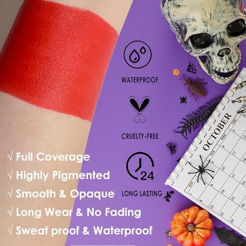SUNNYVALE Halloween Clown Black White Red Face Body Paint Stick Cream,Eye Black for Sport, Hypoallergenic Foundation for Skeleton Vampire Skull Cosplay Special Effects Costume SFX Halloween Makeup Kit