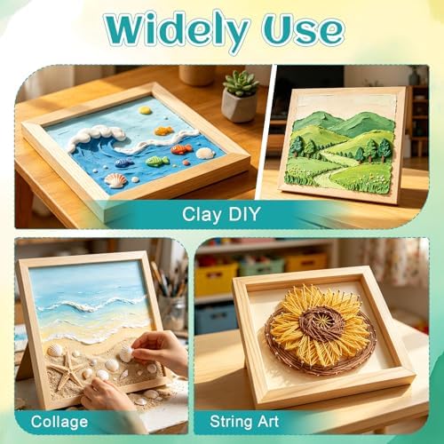 ESRICH 8x8 Inch Wood Panels, 2 Pack Square Craft Wood Canvas Boards, Blank Unfinished Wooden Art Board for DIY Art Creations Such as Painting, Acrylic Pouring, Resin, Burning, Collage, etc.