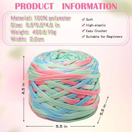 800g T-Shirt Yarn, 260 Yards Elastic Fabric Crochet DIY 21