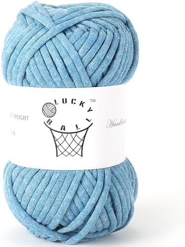 100g Yarn for Crocheting and Knitting,66yds/60m Cotton Yarn for Beginners,Cotton-Nylon Acrylic Blend Yarn for Beginners Crochet Kit Making(Denim Blue)