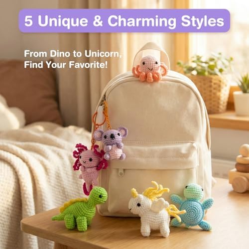 Avenir Crochet Kit for Beginners, Koala Animal Keychain Craft Set