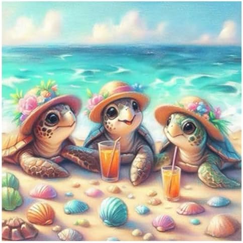 Turtle Diamond Art Kits for Adults Beginners, Diamond Painting Kit 14x14 in | Diamond Painting Kits for Adults Beginners, Gem Art, 5D Full Drill, DIY Arts and Crafts for Gift Home or Decor