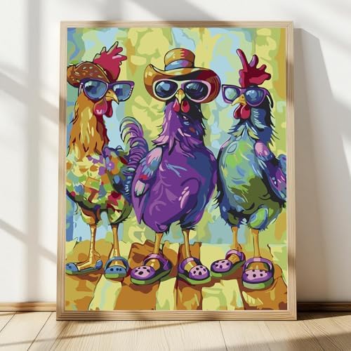 Paint by Numbers Kit for Adults,Frameless Abstract Chicken(16x20 inches)
