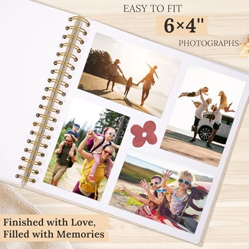 12"x12" Scrapbook Photo Album Linen Cover 40 Sheets 80 Pages White Paper | Yellow Hardcover Kraft White Pages Memory Book, for Travel Wedding Guest Book Christmas Baby Shower Fits 4x6 & Instant Photos