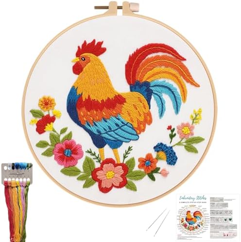 Nuberlic Embroidery Kit for Beginners, Rooster Needlepoint kit