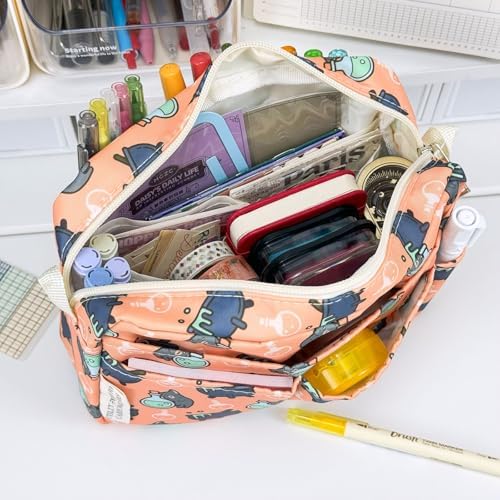 Multiple Pockets Portfolio Organizer with Zippered,Storage Pencil Pouch Bag