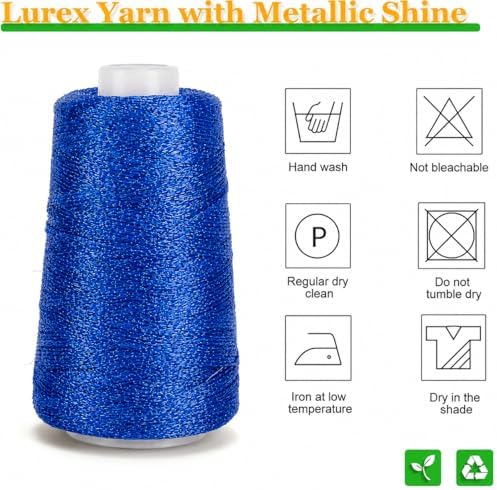 Metallic Crochet Thread, 80g Lurex Yarn for Charms(Dark Blue)