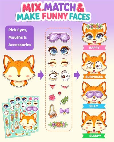 Animal Stickers for Kids Toddlers Create a Face Sticker DIY Party Favors