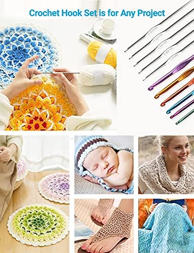 URWOOW 100 Pcs Crochet Hook Set with Yarn Knitting Needles