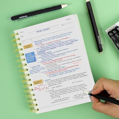 Grabie Erasable Gel Pens, 6 Black 0.7 mm Medium Point Pens | Heat-Sensitive Erasable Ink, Retractable Clip Design, Clean Erasing, Smooth Writing, Comfortable Grip, Quick Drying
