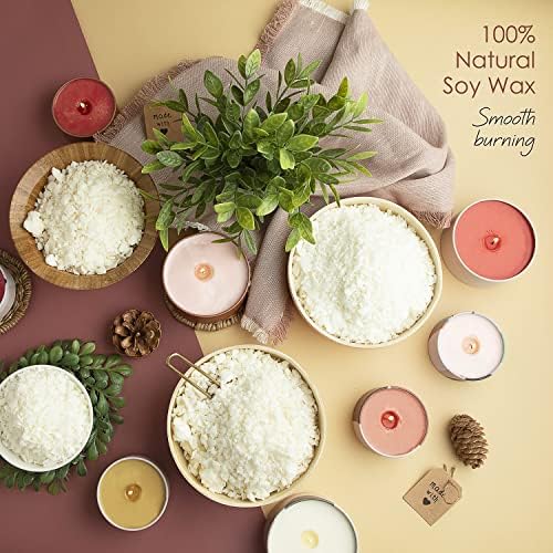 Hearth & Harbor Organic Soy Candle Making Kit for Adults, DIY Crafts, Complete Candle Making Supplies Include Natural Soy Wax, Tins, Dried Flowers, Wicks & More – Gift Idea, Perfect Home Decor – 2 Lbs