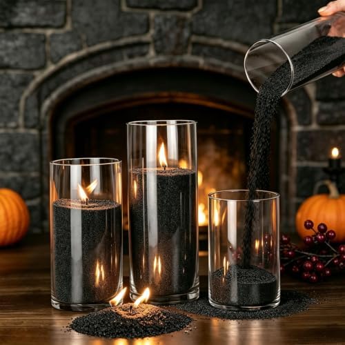 Black Sand Candle Wax Kit - 5LB Pearled Candle Sand with 50 Candle Wicks