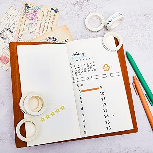 Chuangdi 9 Rolls Calendar Washi Tape Set,White | Vintage Day Week Month Date Number Calendar Washi for Journaling, Planner Decoration, Journal Labels, Arts Crafts