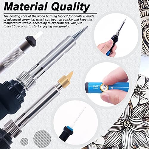 172Pcs Wood Burning Kit, Professional Adjustable Temperature Pyrography Wood-Burning Pen with Soldering Iron Tips, Woodburning Tool Accessories for Embossing Carving Soldering