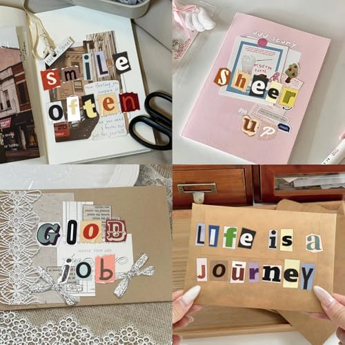 PRSTINCOL 1900+ Magazine Letter Stickers,Vintage Scrapbook 24 Sheets Letters Stickers,Ransom Alphabet Stickers for Scrapbooking Supplies Journaling DIY Crafts Gift Junk Journal