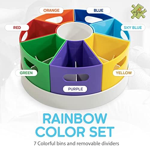 Kids Art Supply Storage Organizer with Dividers – 8.6" Rotating Lazy Susan Caddy for Crayons, Markers & Pencils