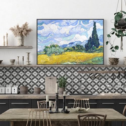 VeGuude Diamond Painting Kits for Adults, Van Gogh Wheat Field with Cypress Diamond Art for Beginner DIY Round 5D Paint with Diamonds Gem Full Drill Diamond Dots for Home Wall Decor Gifts 16x12inch