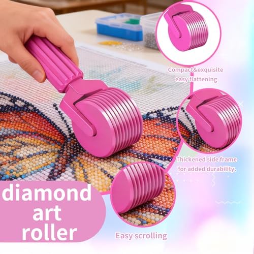 Upgraded Diamond Painting Roller Tool & Straightener, Detachable Diamond Art Roller for Smooth Pressing, 5D Gem Art Accessories and Crafting Supplies for Canvas Flattening, Green