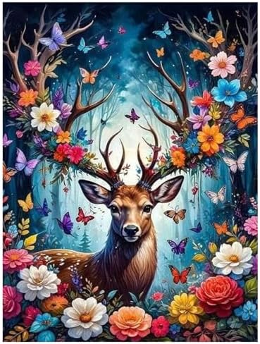 Reivworl Deer Diamond Art Kits for Adults Beginner 12×16 inch