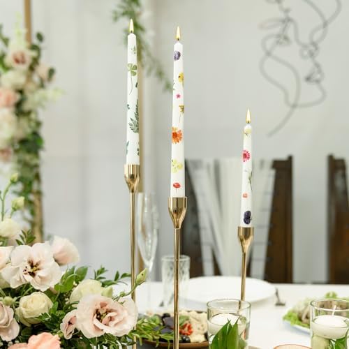 MTLEE 30 Pack Pressed Flower Candles Making Kit 6 Set Dried Pressed Flowers 12 White Taper 10 White Tealight Candles with Tweezers Brush for DIY Crafts Birthday Wedding Party Favors