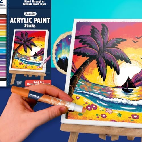 Crayola Acrylic Paint Doodle Sticks (12ct), Acrylic Paint Marker Set for Kids, Quick Dry, Multi-Surface, Less Mess, Kids Craft Supplies, Ages 8+ (Pack of 2)