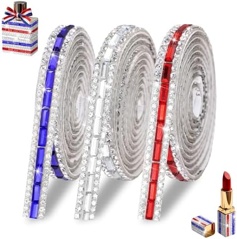 Patriotic Rhinestone Ribbons Red Blue White Diamond Strip Sticker