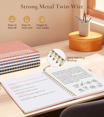 Blank Spiral Notebook Journal 8.5” x 11”, A4 Large Hardcover Sketch Book for Women Men, 100 GSM Blank Paper Drawing Notebook, Spiral Bound Sketchbook for Sketching School Work Note Taking, Pink