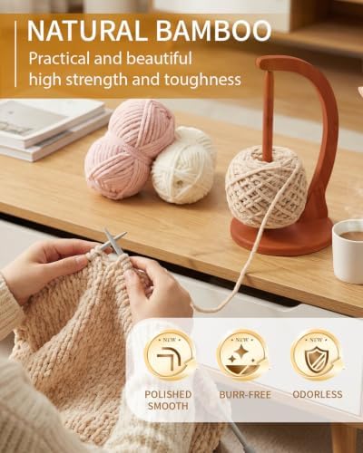 SPEENSUN Magnetic Yarn Holder for Crocheting, Large, Walnut Finish