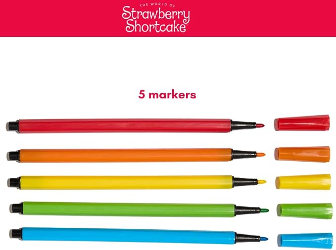Strawberry Shortcake Sketchbook for Kids with Washable Markers, 86 Blank Pages Spiral Bound, Pink