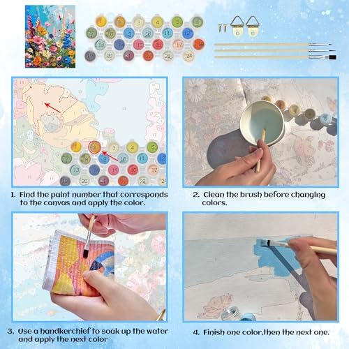 NPCSWXQ Wild Flowers Paint by Numbers Kit for Adults 16x20in DIY Painting