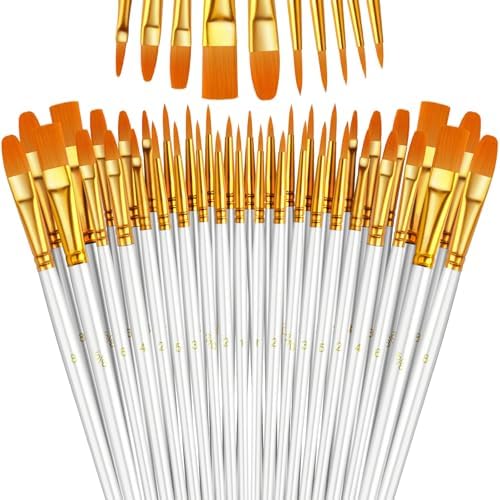 Paint Brushes Set, 16 Pack 160 Pcs Round-Pointed Tip Paintbrushes Nylon Hair Artist Acrylic Paint Brushes for Acrylic Oil Watercolor, Face Nail Art, Miniature Detailing & Rock Painting, White