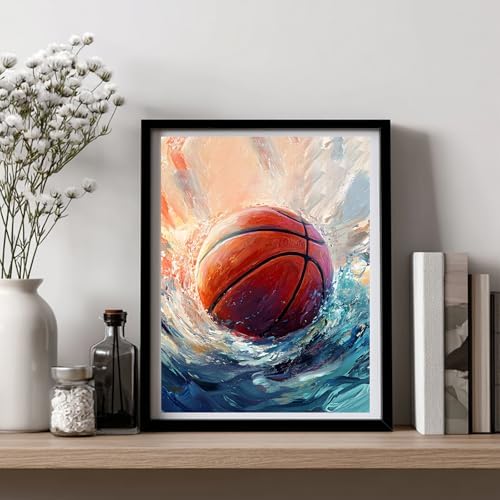 Basketball Diamond Art Kits for Adults, Diamond Painting, 12x16 Inch