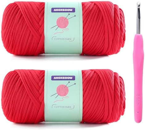 Soft Tshirt Yarn for Crochet Bags, Red T Shirt Thick Yarn for Crocheting