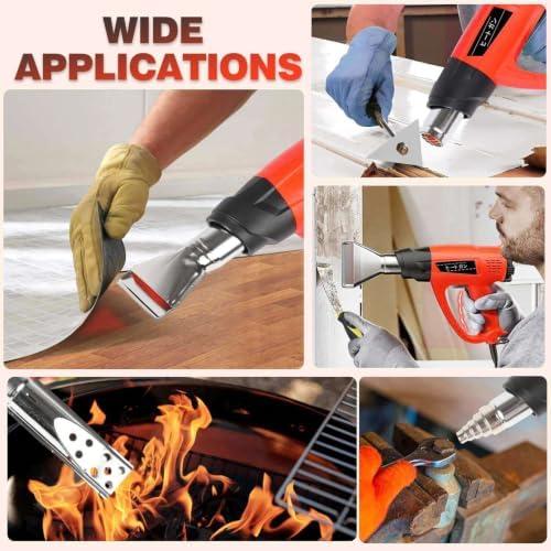 1800W Heat Gun Heavy Duty Fast Heat Hot Air Gun Kit with 752℉&1112℉（400℃-600℃） Dual-Temperature Settings and 5 Nozzles with Overheat Protection for Crafts, Shrinking PVC, Stripping Paint