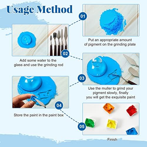 Nuanchu 109 Pcs Paint Muller Glass Slab Set,2.95'' in Dia,Round Handle
