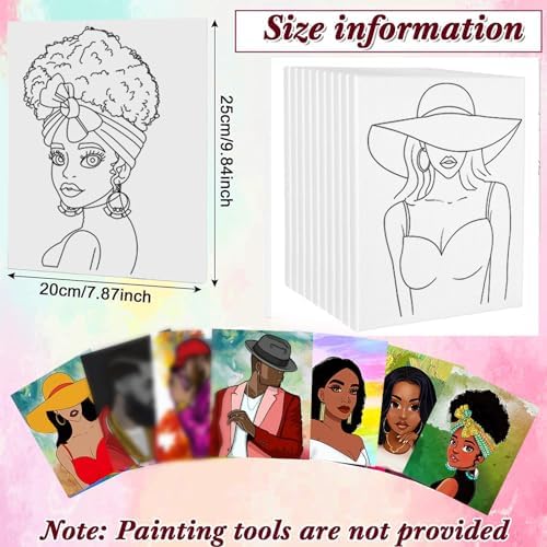 8 Pack Pre Drawn Canvas for Painting for Adults, Sip and Paint Party Supplies Canvas Painting Set for Artist, Stretched Outline CanvasCouples Paint Couple Party Favor(8x10)