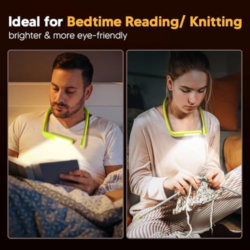Neck Book Light, Rechargeable Reading Light, 3 Colors Dimmable