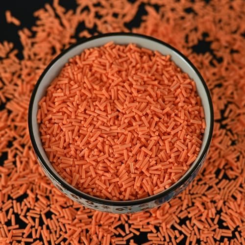 LIKETURE Fake Sprinkles 110g Non-edible Polymer Clay Sprinkles Faux Sprinkle Plastic Sprinkles for Craft Sprinkles Decoration for Resin Filler Slime Add ins Slime Mixed in Shaker Card (Orange)