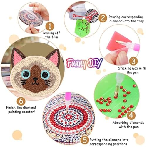 8 Pack Diamond Art Coasters Kits for Adults,Cat Diamond Painting Coasters