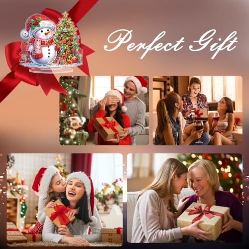 Christmas Diamond Art Kits for Adults,Red Scarf Snowman Diamond Painting