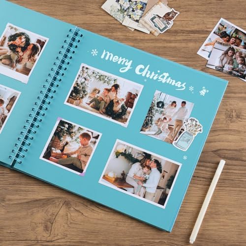 potricher 12 x 12 Inch Large DIY Scrapbook Photo Album 40 Pages, Blue | Thick Kraft Paper Scrap Book Photo Albums, Memory Book for Wedding, Anniversary, Baby, Family, Travel, DIY Projects