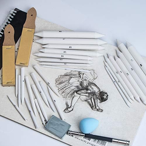 33 Pcs Blending Stumps and Tortillions Paper Art Blenders Drawing