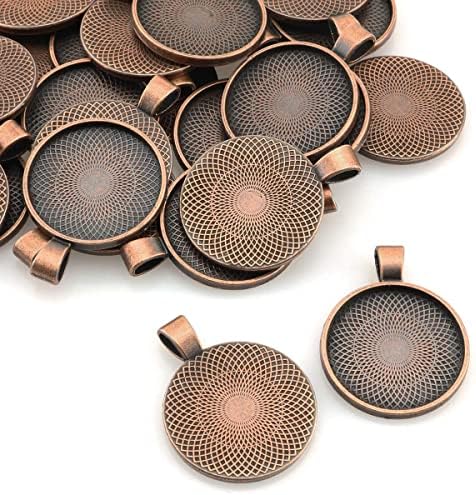 25pcs Round Bezel Pendant Trays Setting Cabochon Blank Base for DIY Crafting Photo Jewelry Findings Making Accessories 25mm