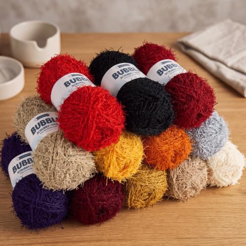 Makromecity Bubble Scrubby Yarn - 100% Premium Polyester Yarn for Crocheting and Knitting - 3.5 Oz (100g), 98 Yds (90m) - Ideal for Dishcloths, Crafting & Bath Washcloths (Lavender, 3 Skeins)