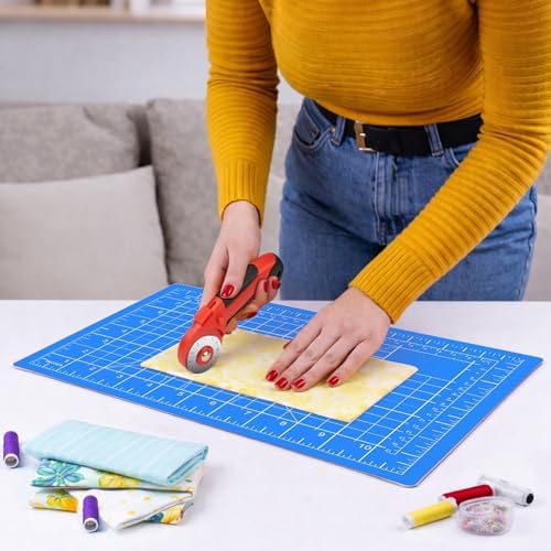 DIYSELF 12in×18in Cutting Mat, A3 Self Healing Craft Mat for Sewing | A3 Cutting Mat for Fabric, Quilting and Paper Projects, 5-Ply Double-Sided Craft Cutting Board with Grid and Angle Lines