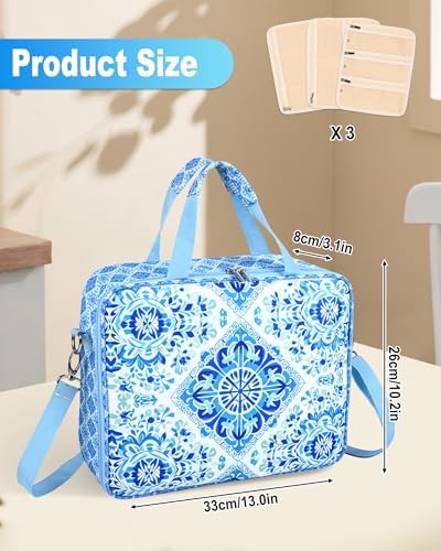 Sewing Supplies Organizer Bag with Removable Binder, Blue Floral