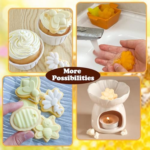 Webake Bee Soap Mold for Plaster, Small-Sized Bee Silicone Mold 12-Cavity for Making Homemade Soap, Jello, Chocolate, Wax Melt, Cupcake Decorations, Pack of 2